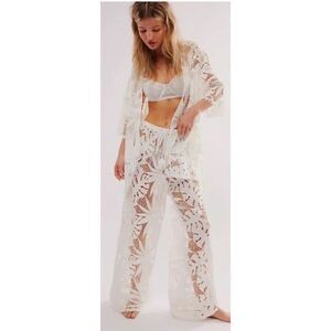 NWOT Free People La Vida White Wide Leg Co-ord Set Sz Large $258 NEW sold out
